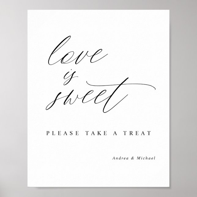 Elegant kalligrafi bröllop kärlek är sött tecken poster (Framsidan)