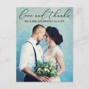 Elegant kalligrafi bröllop kärlek tack foto vykort