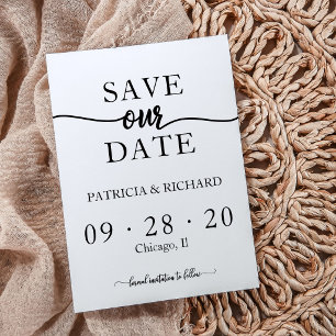 Elegant Kalligrafi Bröllop Save The Date Inbjudningar