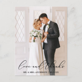 Elegant kalligrafi Bröllopsfoto Kärlek Tack Vykort