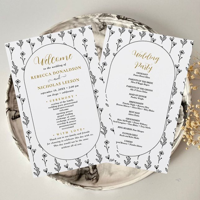 Elegant kalligrafi bröllopsprogram (Minimal Wedding Program)