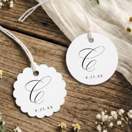 Elegant Kalligrafi C Monogram Initial Bröllop Gåvor Etiketter