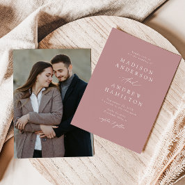 Elegant Kalligrafi Dammtrosa Foto Bröllop Inbjudningar