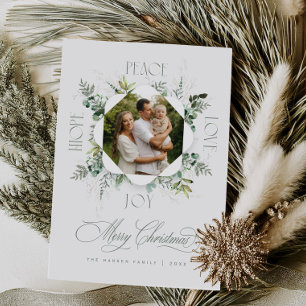 Elegant Kalligrafi Eukalyptus Jul Fotokort Julkort
