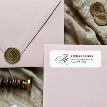Elegant kalligrafi formell bröllops returadress