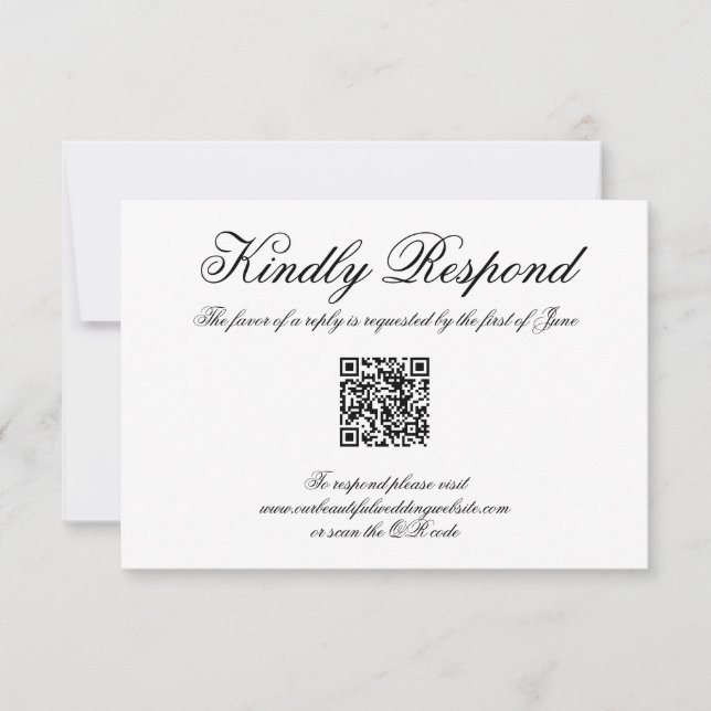 Elegant Kalligrafi Formell QR-kod Bröllop OSA Kort (Framsida)