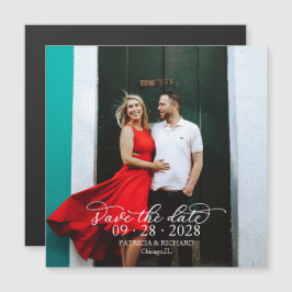 Elegant kalligrafi foto bröllop Save The Date Magnetisk Inbjudningskort