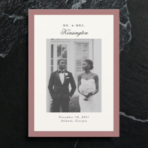 Elegant Kalligrafi Foto Ram Rosa Bröllop Meddelande