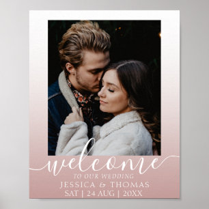 Elegant kalligrafi foto rose gold bröllopsaffisch poster