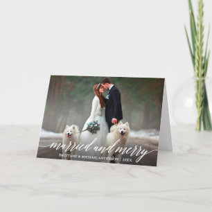 Elegant Kalligrafi gift och Merry Bröllop Fold Helgkort