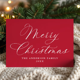 Elegant kalligrafi God Jul Röda Icke-Foto Julkort