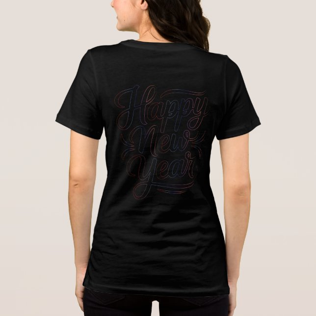 Elegant Kalligrafi Gott Nytt År Grafik T Shirt (Baksida)