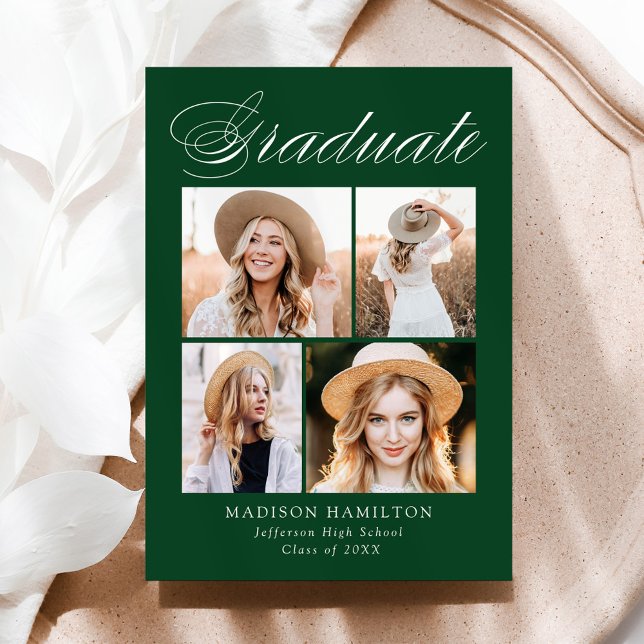 Elegant Kalligrafi Grönt 4 Foto Studenten Meddelande (Skapare uppladdad)