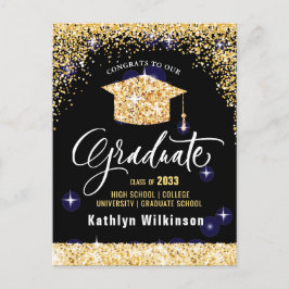 Elegant kalligrafi guld glitter examen meddelande vykort