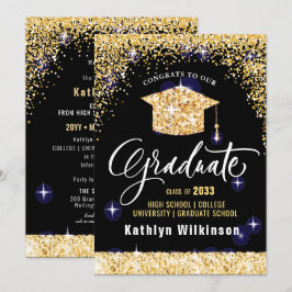 Elegant Kalligrafi Guld Glitter Studenten Meddelande