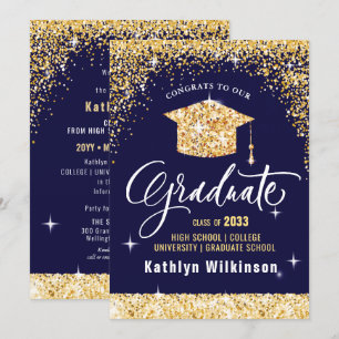 Elegant Kalligrafi Guld Glitter Studenten Meddelande