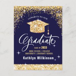 Elegant Kalligrafi Guld Glitter Studenten Meddelande Vykort