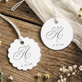 Elegant kalligrafi H monogram initial bröllop Gåvor Etiketter