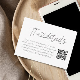 Elegant kalligrafi hjärtdetaljer QR-kod Tilläggskort
