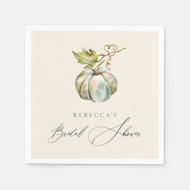 Elegant kalligrafi Höstpumpa Bröllopsdusch Pappersservett (Framsidan)