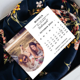 Elegant kalligrafi kalender brudtärna förfrågan   inbjudningar