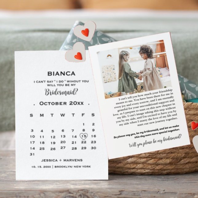 Elegant kalligrafi kalender brudtärna förslag   (Skapare uppladdad)