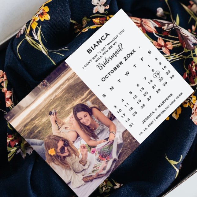 Elegant kalligrafi kalender brudtärna förslag   inbjudningar (Skapare uppladdad)