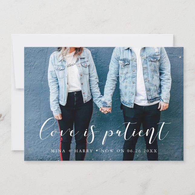 Elegant kalligrafi Kärlek är tålmodig bröllopsuppd Meddelande (Framsida)