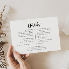 Elegant kalligrafi Klassiska bröllopsdetaljer Tilläggskort