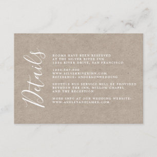Elegant kalligrafi kraftpapper Bröllopsdetaljer Tilläggskort