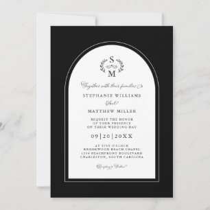 Elegant kalligrafi krönande valv vigsel ceremoni s inbjudningar