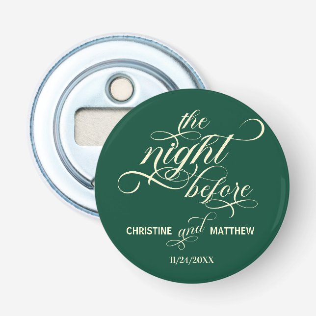 Elegant Kalligrafi Kvällen Före Teal Favor Flasköppnare (Framsidan)