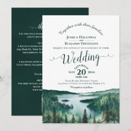 Elegant Kalligrafi Lake Tahoe QR-kod Bröllop Inbjudningar