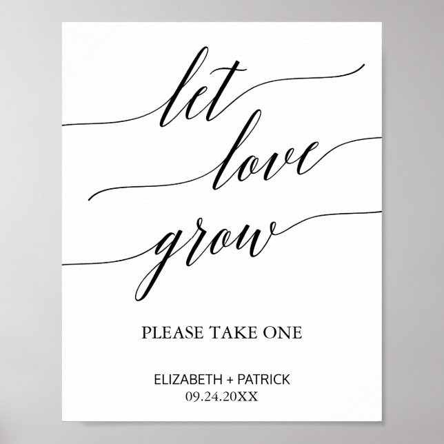 Elegant kalligrafi Låt kärlek växa Förmånsskylt Poster (Framsidan)