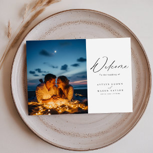 Elegant Kalligrafi Manus Foto Bröllop Tack Kort