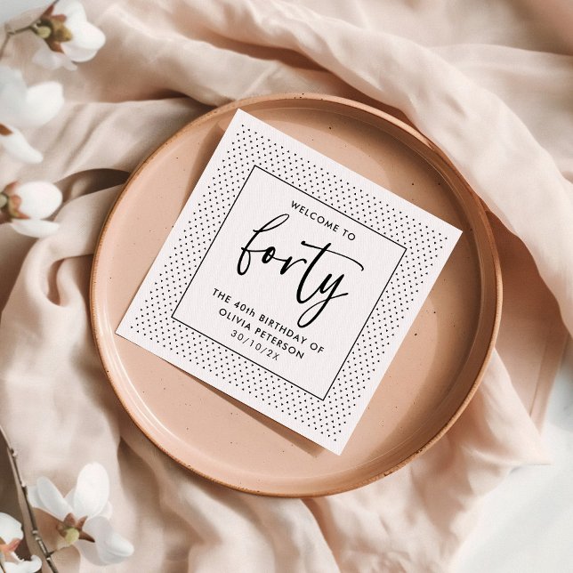 Elegant Kalligrafi minimalistisk 40:e födelsedag P Pappersservett (Skapare uppladdad)