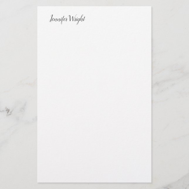 Elegant kalligrafi minimalistisk anpassat namn brevpapper (Framsida)
