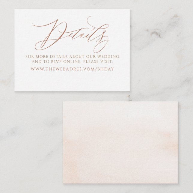 Elegant kalligrafi minimalistisk bröllopsinformati tilläggskort (Fram/baksida)