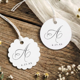 Elegant kalligrafi monogram initial bröllop gåvor etiketter