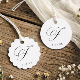 Elegant kalligrafi monogram initial F bröllop Gåvor Etiketter