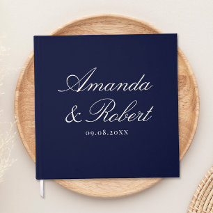 Elegant kalligrafi Navyblå Bröllop Gästböcker