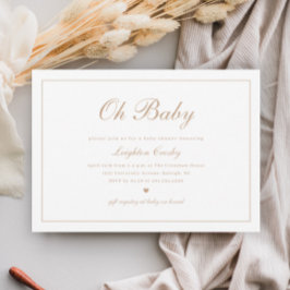 Elegant kalligrafi Neutral Oh Baby Baby Shower Inbjudningar