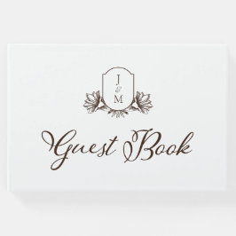 Elegant Kalligrafi och botaniskt monogram Vapenskö Gästböcker