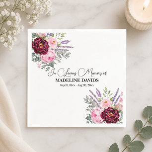 Elegant kalligrafi Peonies Begravning Pappersservett