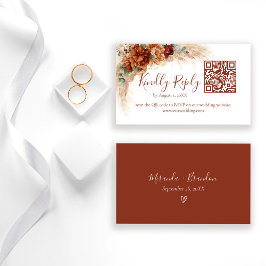 Elegant Kalligrafi QR-kod Boho Bröllop RSVP-kort Tilläggskort