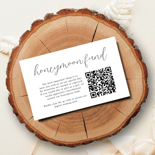 Elegant Kalligrafi Qr-kod Bröllopsfond Tilläggskort (Skapare uppladdad)
