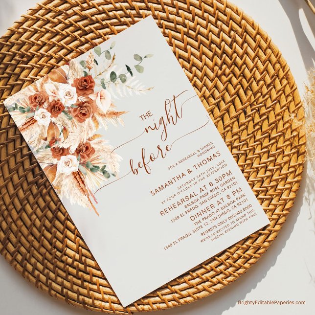 Elegant kalligrafi repetitionsmiddag kvällen innan inbjudningar (Skapare uppladdad)