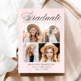 Elegant Kalligrafi  Rosa 4 Foto Studenten Meddelande