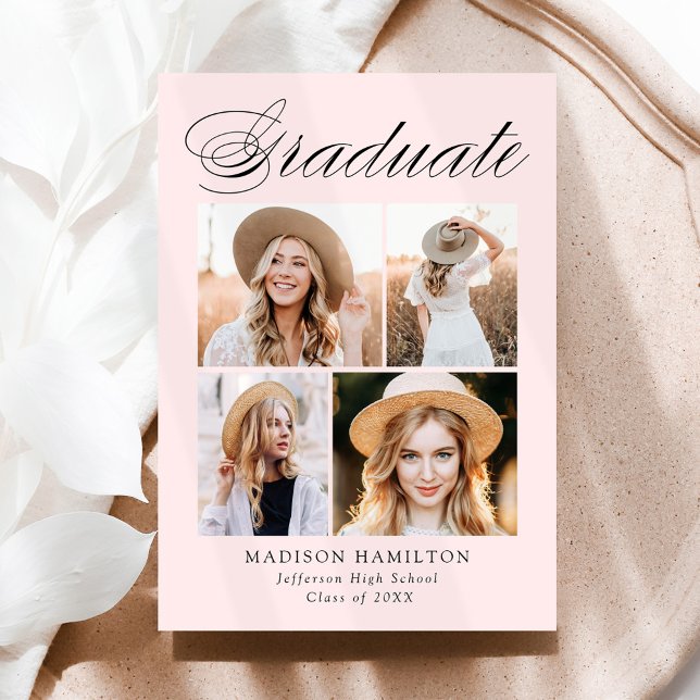 Elegant Kalligrafi  Rosa 4 Foto Studenten Meddelande (Skapare uppladdad)