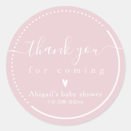 Elegant kalligrafi Rosa Bebis Shower Tacksamhet Runt Klistermärke
